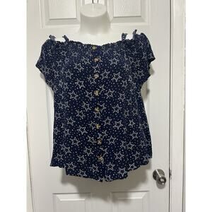 Womans Torrid 3 Blue Stared Cold Shoulder Or Off Shoulder Top